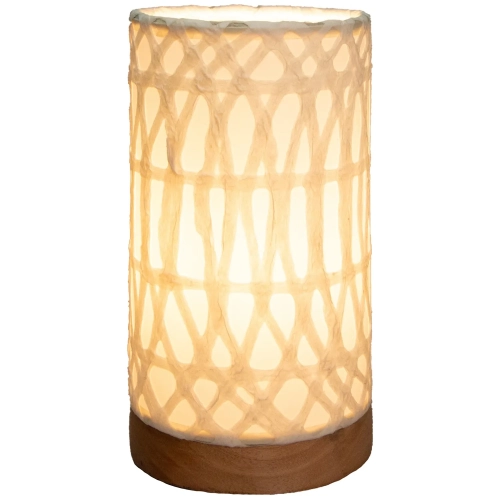 Paper Cylinder Table Lamp w/ Arches Shade on Driftwood Base (Mini)