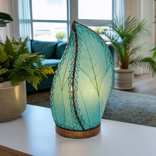 Leaflet Table Lamp in Sea Blue Cocoa Leaf