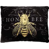 Outdoor Pillow Vintage Bee in Black & Yellow Pattern 19 x 24
