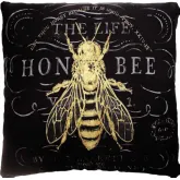 Outdoor Pillow Vintage Bee in Black & Yellow Pattern 18 x 18