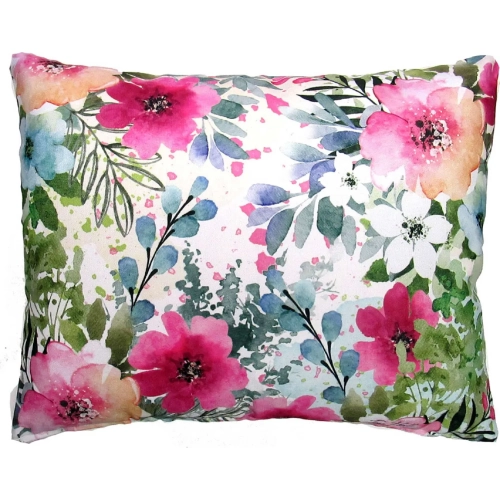Outdoor Pillow Meadow Dance 1 in Pink, Green & Blue Pattern 19 x 24