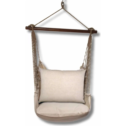 Outdoor Swing 4 Piece Set in Latte Natural with Latte Natural Pillow in Sundure Fabric