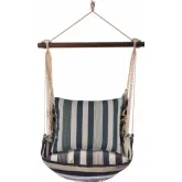 Outdoor Swing 4 Piece Set in Marina Blue Stripe with Marina Blue Stripe Pillow in Sundure Fabric