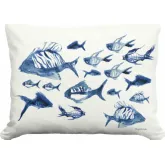 Outdoor Pillow Underwater Ballet in White & Blue Pattern 19 x 24