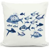 Outdoor Pillow Underwater Ballet in White & Blue Pattern 18 x 18