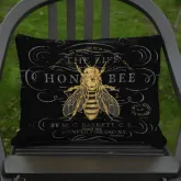 Outdoor Pillow Vintage Bee in Black & Yellow Pattern 13 x 18