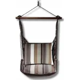 Outdoor Swing 4 Piece Set in Slate Gray Stripe with Slate Gray Stripe Pillow in Sundure Fabric