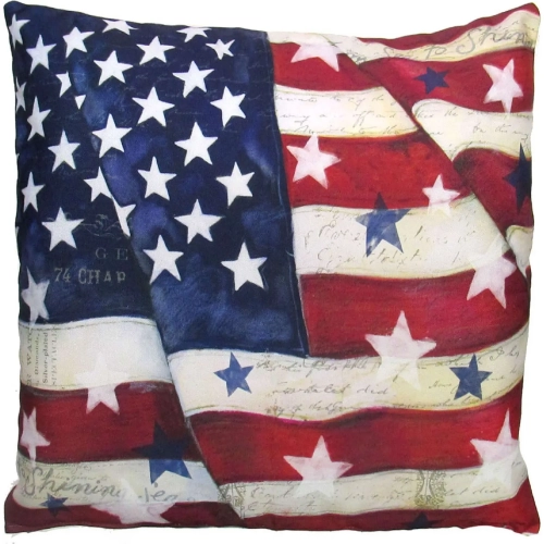 Outdoor Pillow American Flag w/ Stars in Red, White & Blue Pattern 18 x 18
