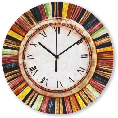 Clock Wall Decor with Multicolor Capiz Face