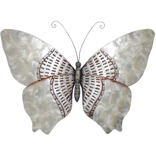Butterfly Wall Decor in Silver with Rust Dashes