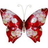 Butterfly Wall Decor in Red with Flowers