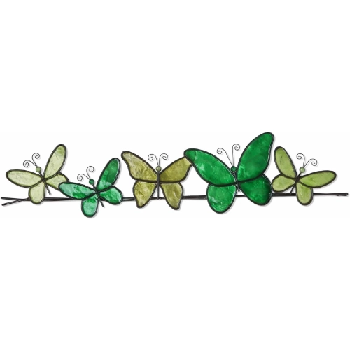 Butterflies on a Wire Wall Decor in Green Iron