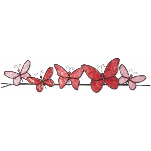 Butterflies on a Wire Wall Decor in Red Iron