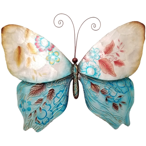 Butterfly Blue & Pearl Metal Wall Decor