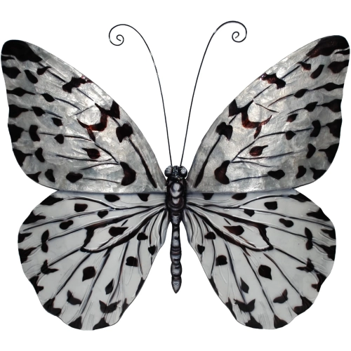Butterfly Wall Decor in Black & White Tin Metal