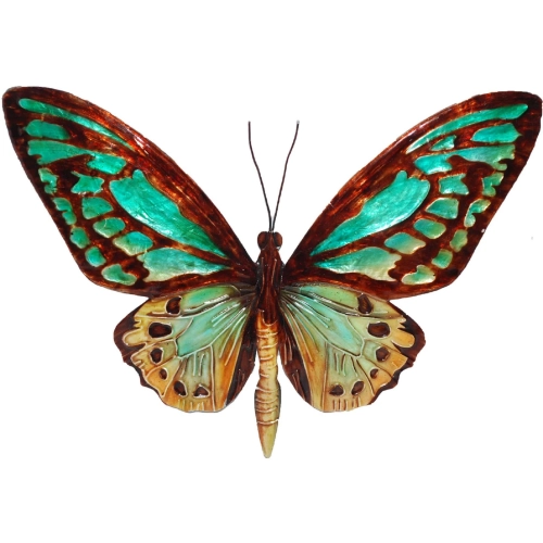 Butterfly Wall Decor in Aqua Blue & Gold Capiz Shell