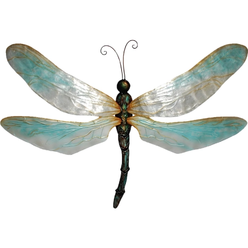 Dragonfly Wall Decor in Pearl Capiz Shell & Multicolor Tin Metal