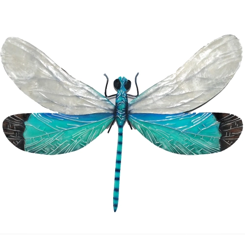 Dragonfly Wall Decor in White & Aqua