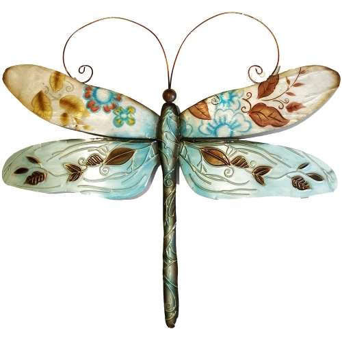 Dragonfly Wall Decor in Blue & Pearl