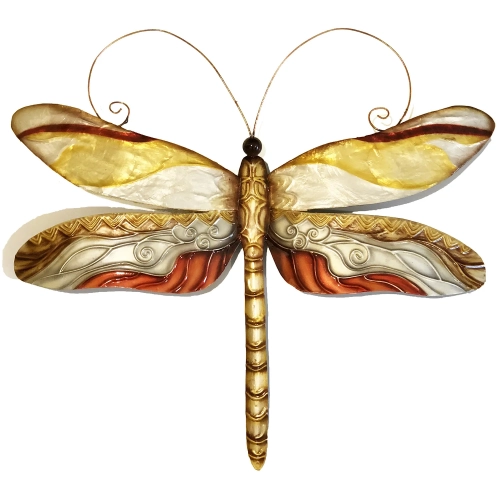 Dragonfly Wall Decor in Pearl Tan & Brown