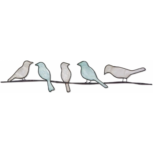 Birds on a Wire Wall Decor in Green Capiz & Metal