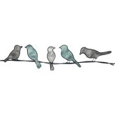 Birds on a Wire Wall Decor in Green Capiz & Metal