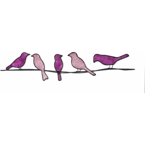 Birds on a Wire Wall Decor in Purple Capiz & Metal