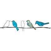 Birds on a Wire Wall Decor in Sea Blue Capiz & Metal