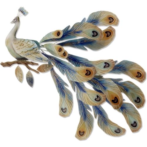 Peacock Seated Metal Wall Decor