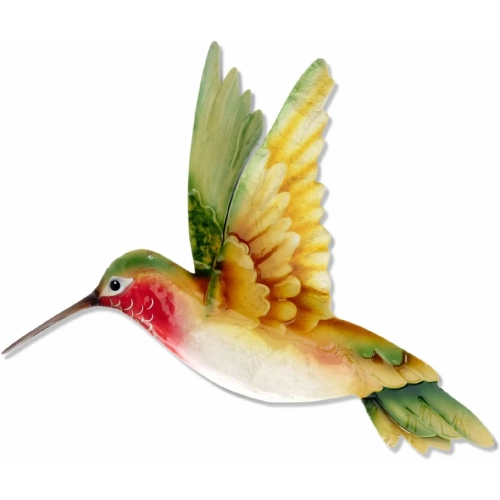 Hummingbird Metal Wall Art in Yellow & Green