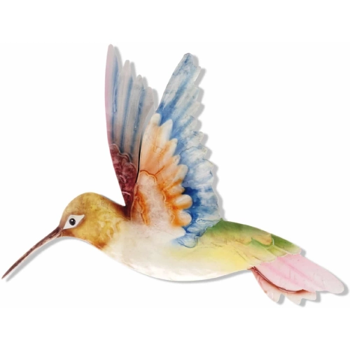Hummingbird Metal Wall Art in White Red & Blue
