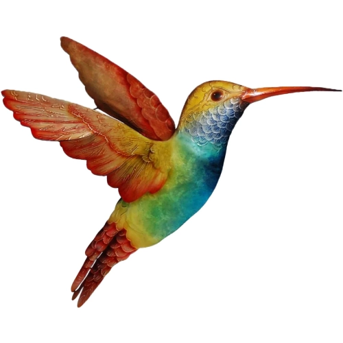 Hummingbird Wall Decor in Capiz Shell & Rainbow Tin Metal