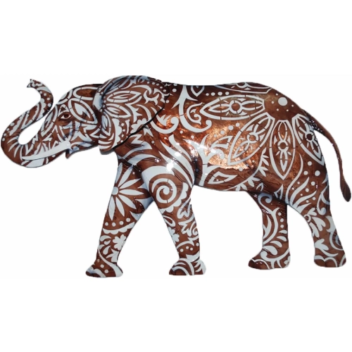 Elephant Wall Decor in Brown Metal & Capiz Shell