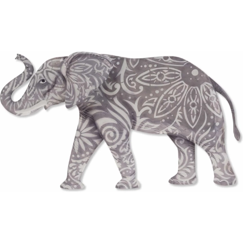 Elephant Wall Decor in Gray Metal & Capiz Shell
