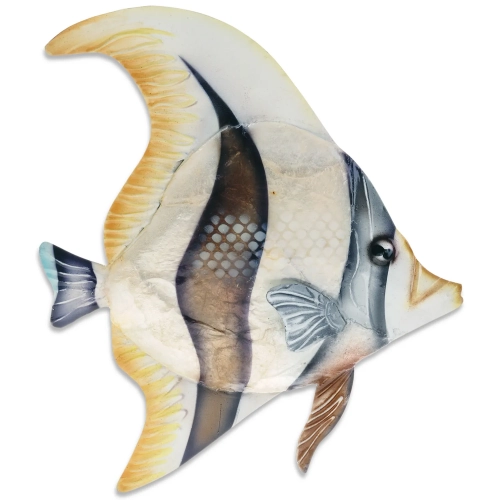 Moorish Idol Angelfish Wall Decor in Multicolor Capiz & Metal