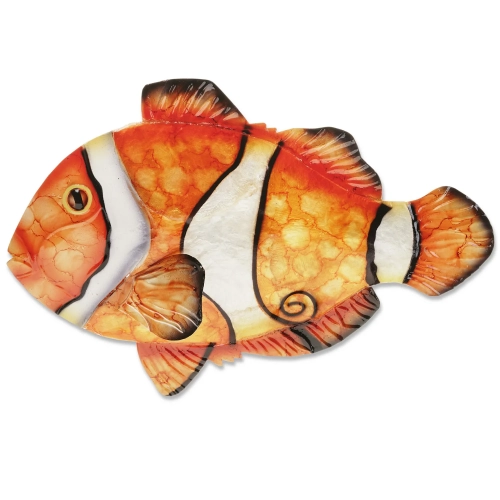 Clown Fish Wall Decor in Multicolor Capiz & Metal