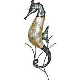 Seahorse Wall Decor Gray & Pearl Capiz & Metal