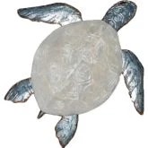 Sea Turtle Small Wall Decor in Metal & Pearl Capiz Shell