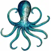 Octopus Wall Decor in Capiz Shell & Blue Tin Metal