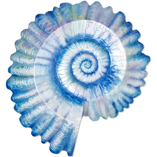 Spiral Shell Wall Decor in Capiz Shell & Sea Blue Tin Metal
