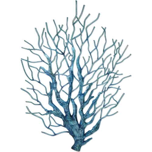 Coral Wall Decor in Capiz Shell & Sea Blue Tin Metal