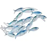 School of Fish Wall Decor in Capiz Shell & Sea Blue Tin Metal