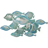 Fish Rustic Wall Decor in Capiz Shell & Sea Blue Metal
