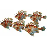 Lion Fish Group 5 Piece Set Wall Decor in Capiz Shell & Multicolor Metal