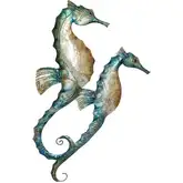 Seahorse Duo Wall Decor in Capiz Shell & Blue Metal