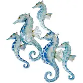 Seahorse Group 5 Piece Set Wall Decor in Capiz Shell & Blue Metal