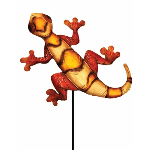 Garden Stake Gecko in Multicolor Metal