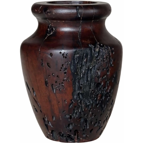 Sunken Wood Bulb Small Vase in Dark Reclaimed Wood