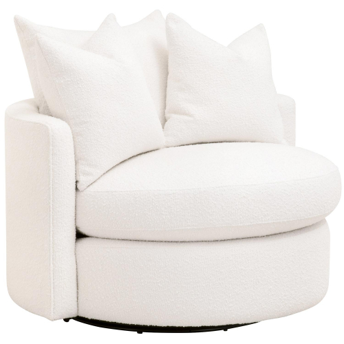 Lourne Petite Swivel Accent Chair in Snow White Boucle Fabric 6644-P.BOU-SNO