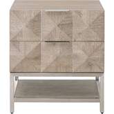 Atlas 2 Drawer Nightstand in Sandblasted Gray Acacia & Brushed Stainless 6150.NG/BSTL